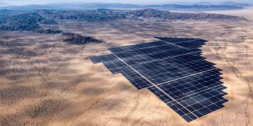 Solar panels in desert